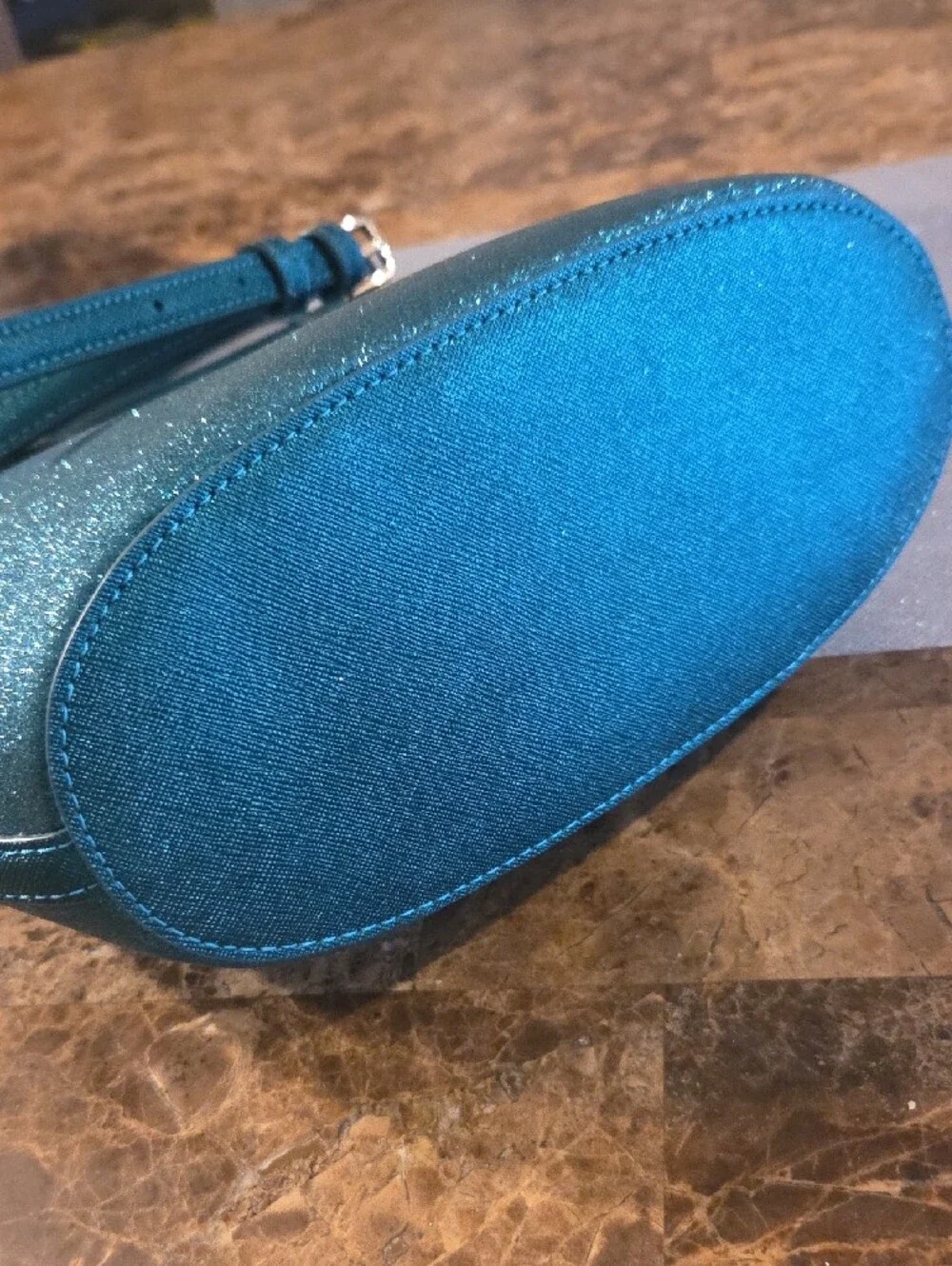 Kate Spade Teal Glitter Satchel with Matching Cardholder Set
